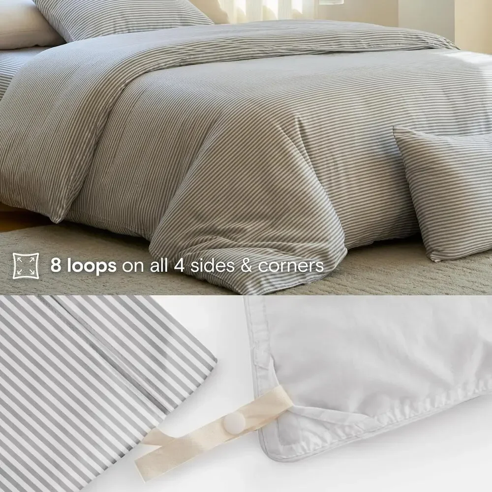 NWT DOZ Duvet Sheet Set 100% Viscose 2 Pillowcases 1 Fitted Sheet Stripe King